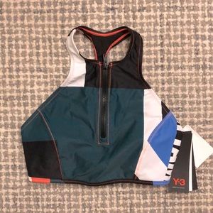 Y-3 multi-colored halter swim top